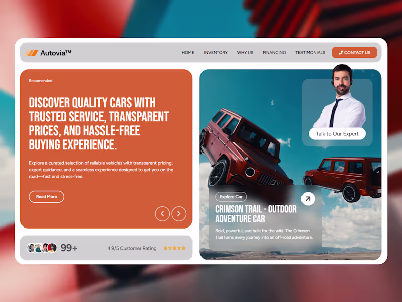 Cover image for Car Company Profile Hero Section Slider Exploration Design