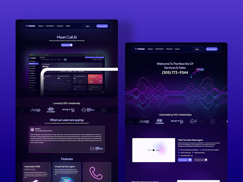 Cover image for Matador AI Web Interface Design