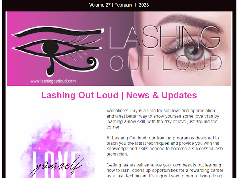 Cover image for Lashing Out Loud | Email Marketing Management