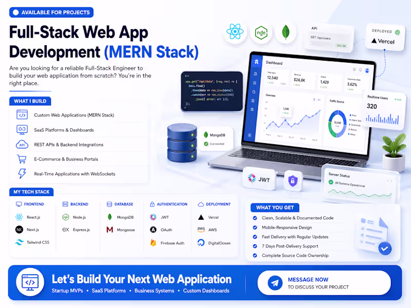 Cover image for Full-Stack Web App Development (MERN Stack)