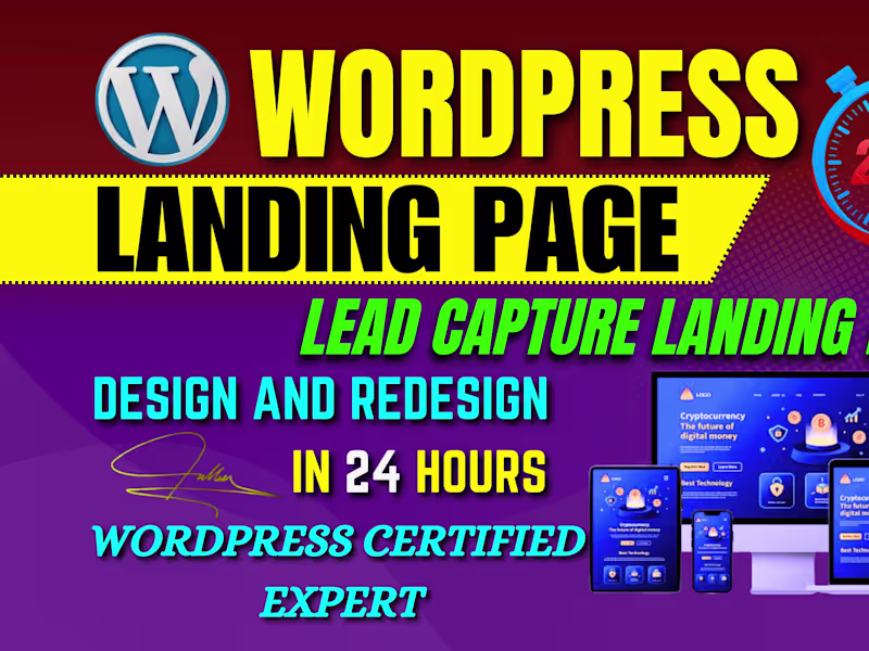 Cover image for I will create responsive Wordpress, Elementor landing page