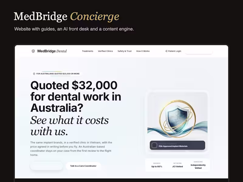 Cover image for MedBridge Concierge: website with an AI front desk