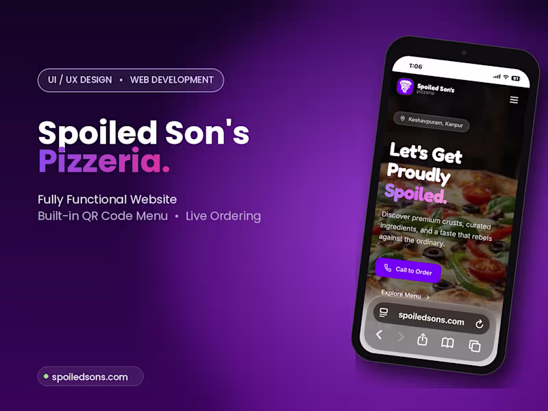 Cover image for Spoiled Son’s Pizzeria — Fully functional website