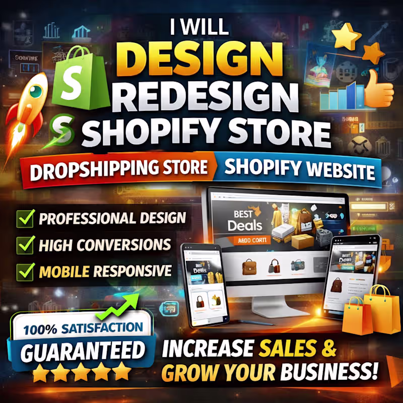 Cover image for Design, Redesign, Customize and Optimize Your Shopify Store