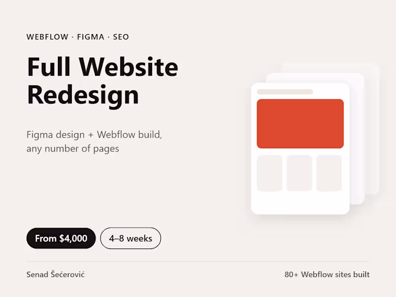 Cover image for Full Website Redesign: Figma + Webflow