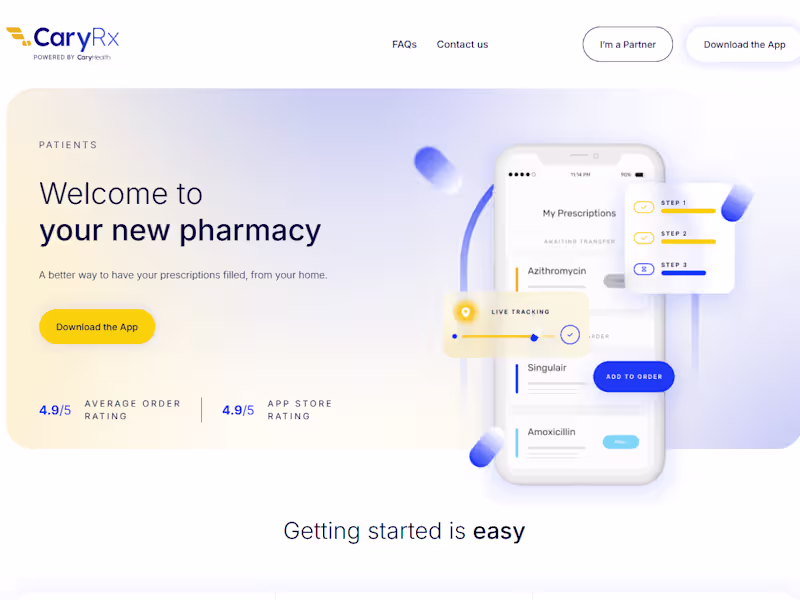 Cover image for Best Online Pharmacy - CaryRx - Web & Mobile