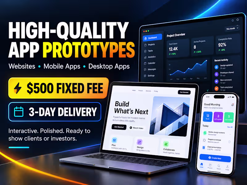 Cover image for I'll build a working prototype of your app in 3 days
