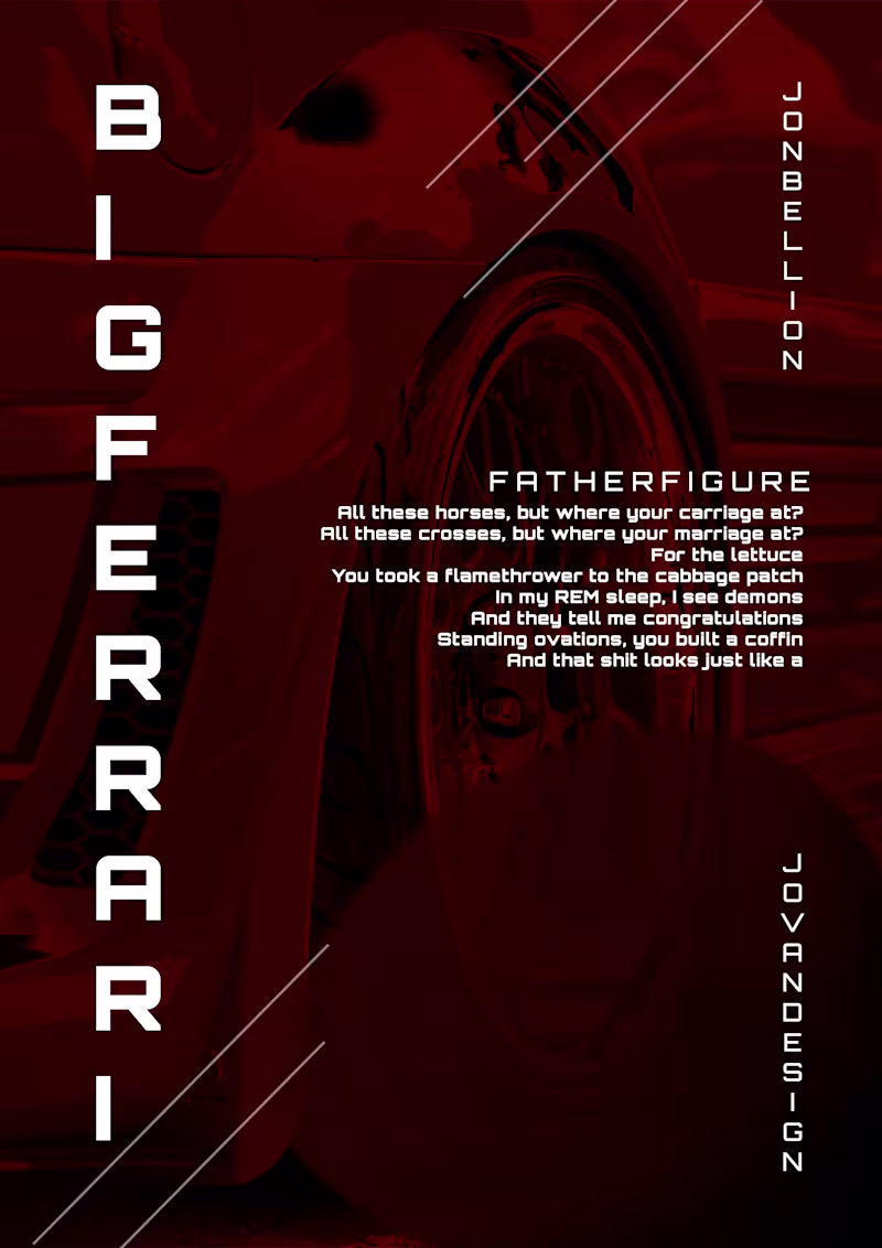 Cover image for “Ferrari” visual on a track Father Figure by Jon Bellion. Tr...