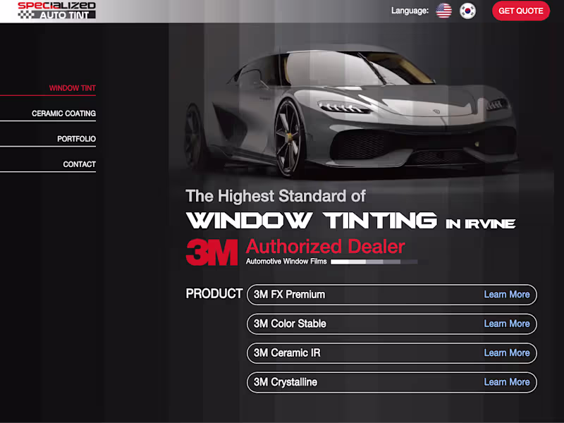 Cover image for Auto Tint Shop Custom Website Development