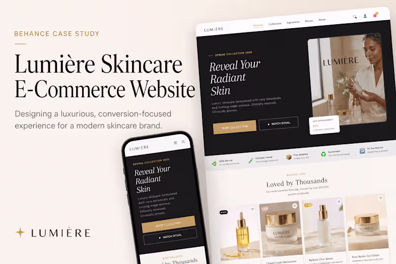 Cover image for LUMIÈRE | Luxury Skincare E-commerce Web Design