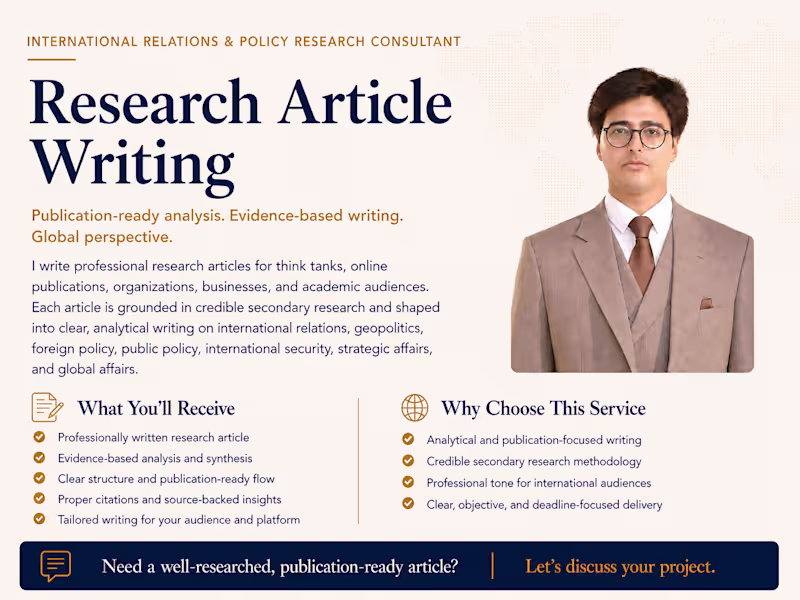 Cover image for Professional Research Article Writing | Policy | Geopolitics 
