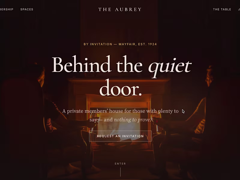 Cover image for The Aubrey · Private members club Framer template
