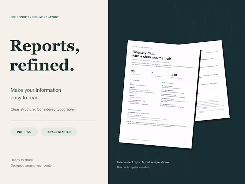 Cover image for Two-page PDF report design