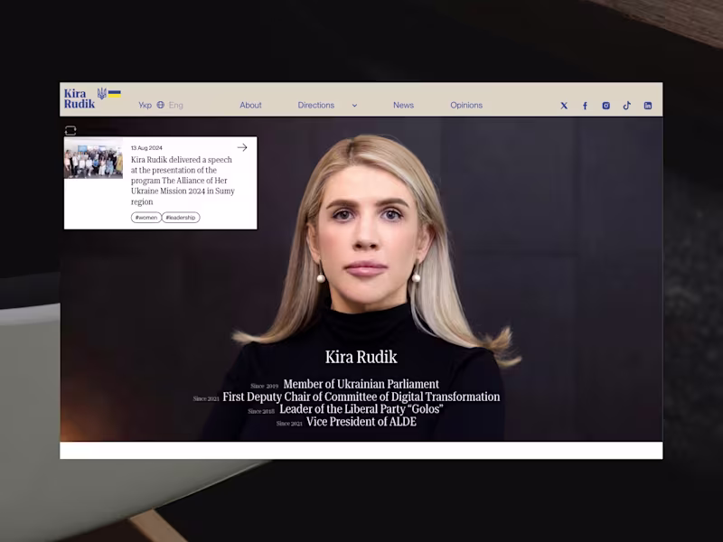 Cover image for Kira Rudik – personal website Design and Development