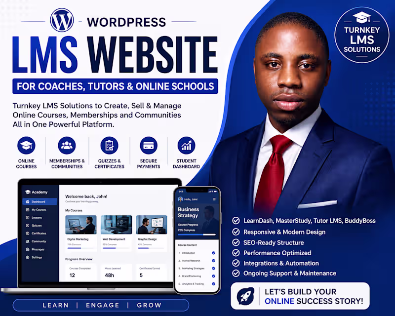 Cover image for WordPress LMS Website for Coaches, Tutors & Online Schools