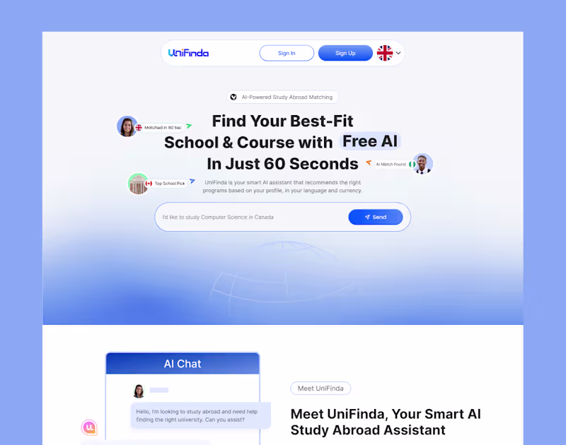 Cover image for Unifinda AI University Discovery Platform