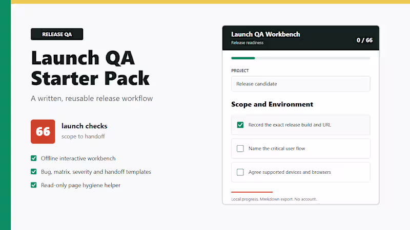 Cover image for 72-hour launch QA & API regression
