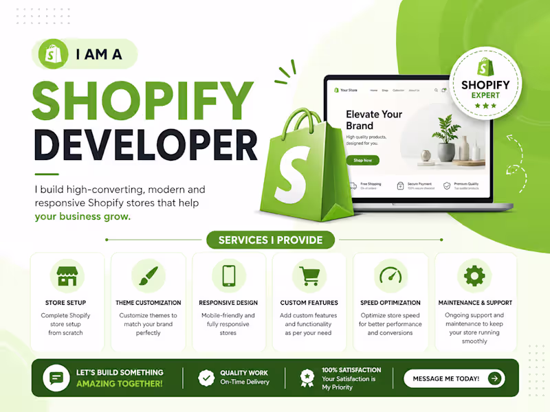 Cover image for Custom Shopify Store Design & High-Converting Development