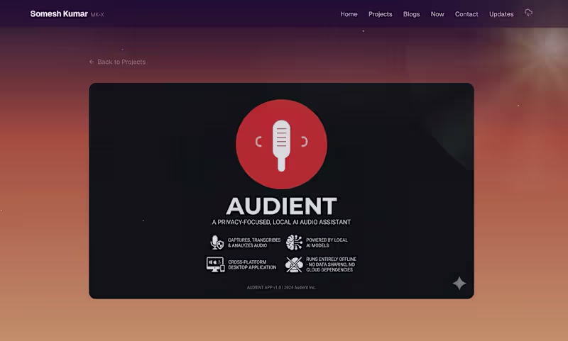 Cover image for Audient: a privacy-first meeting summarizer