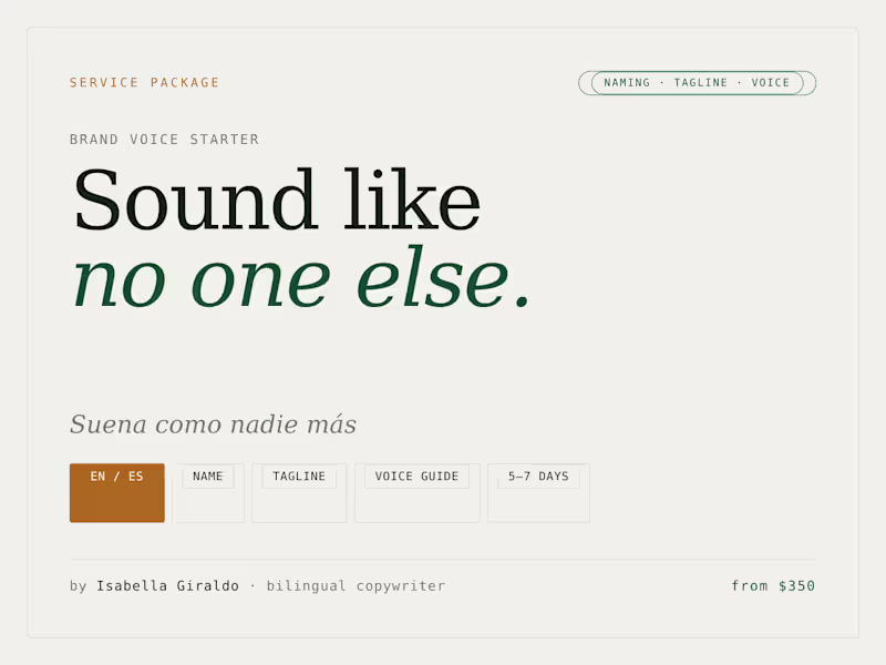 Cover image for Brand Voice Starter — Name, Tagline & Voice Guide