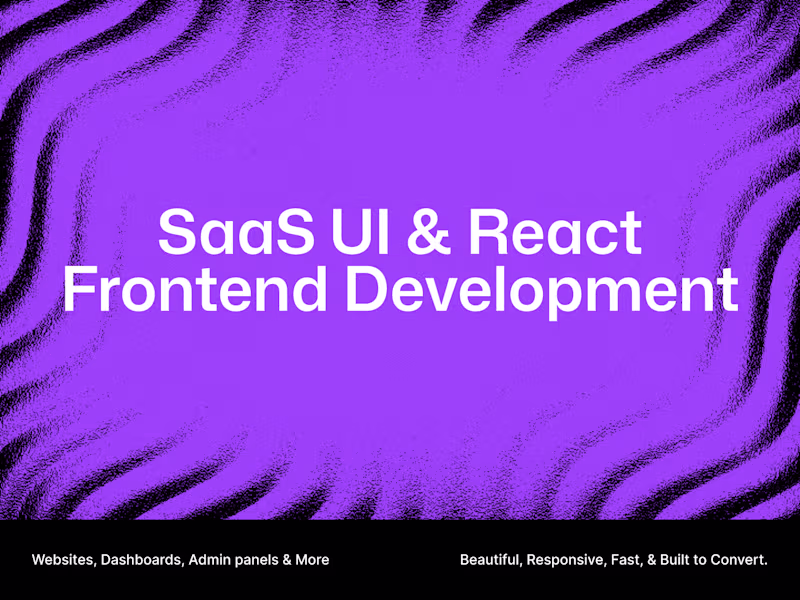 Cover image for SaaS UI & React Frontend Development