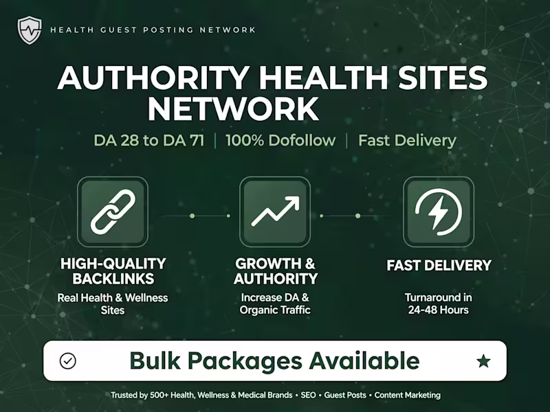 Cover image for Health Guest Posts | DA 28-71 Network | Bulk Pack