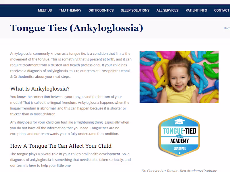 Cover image for Orofacial Myofunctional Therapy Site Content