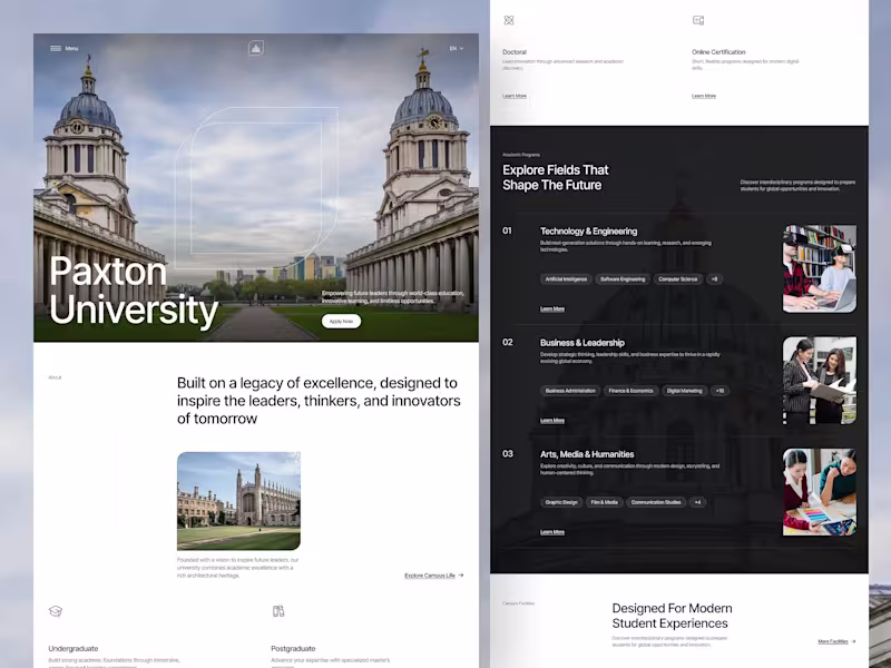 Cover image for Paxton University Landing Page Design
