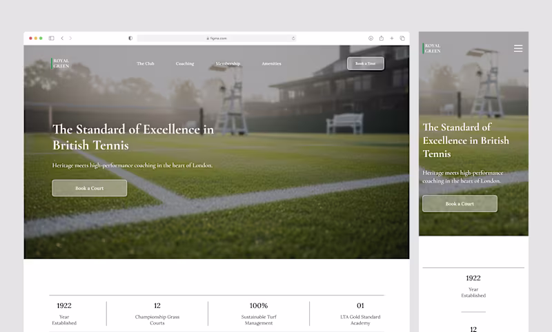 Cover image for Royal Green Tennis Collective Branding and UI/UX Project