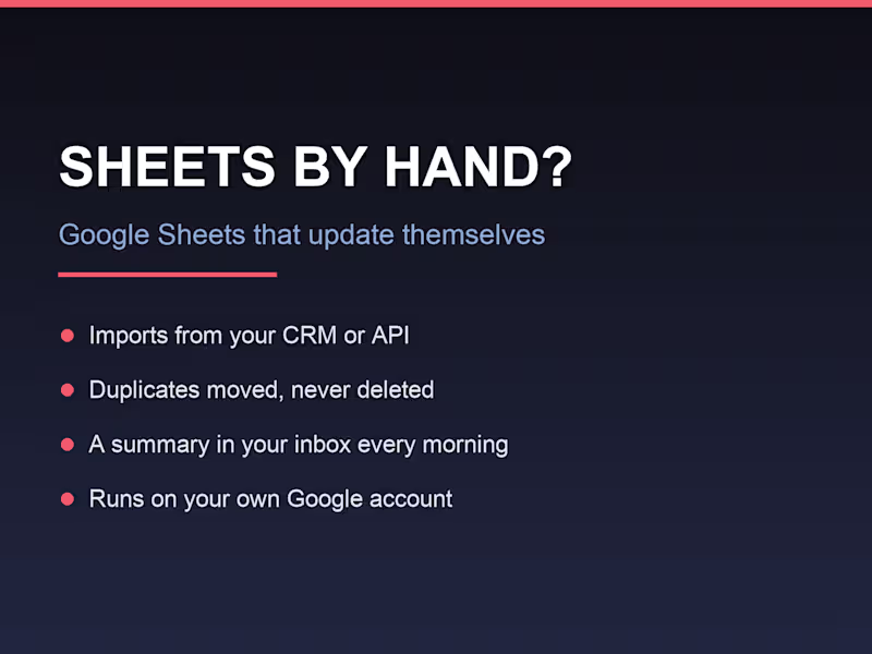 Cover image for Google Sheets Automation: Imports, Duplicates, Daily Report