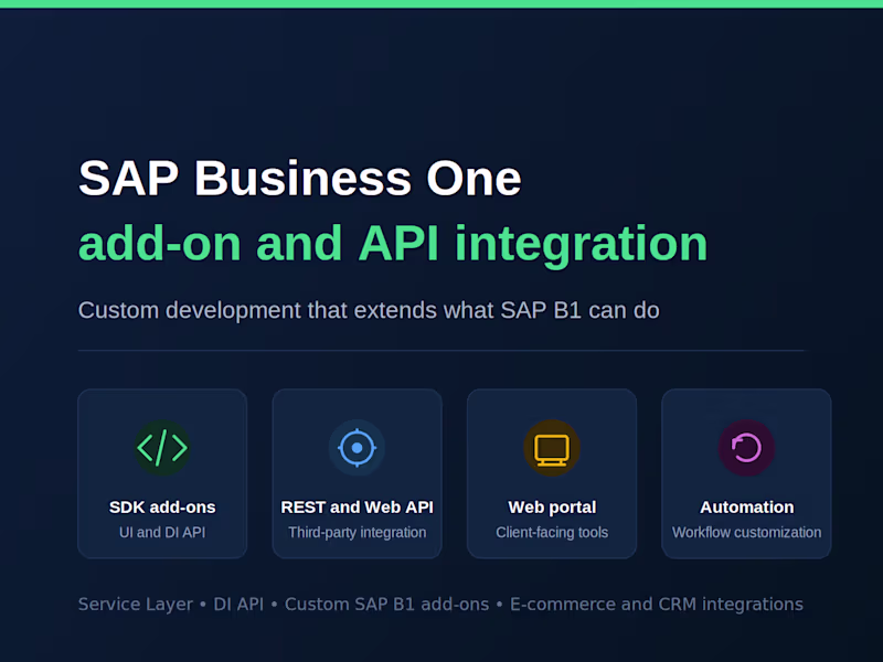 Cover image for SAP Business One Add-on Development & API Integration