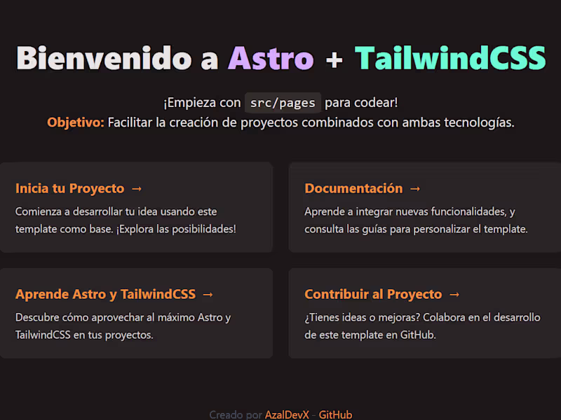 Cover image for Plantilla de Astro y TailwindCSS 