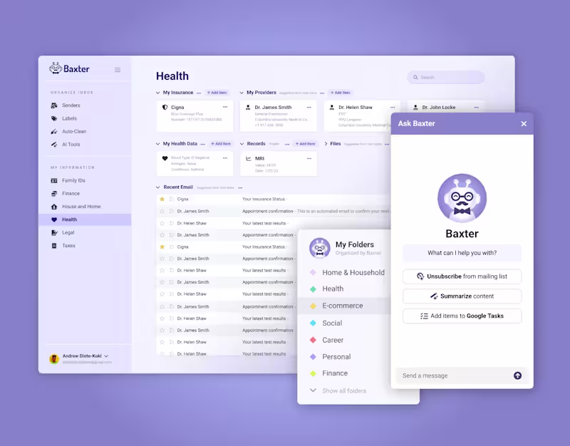 Cover image for AI Email Organizer App UI and Landing Page