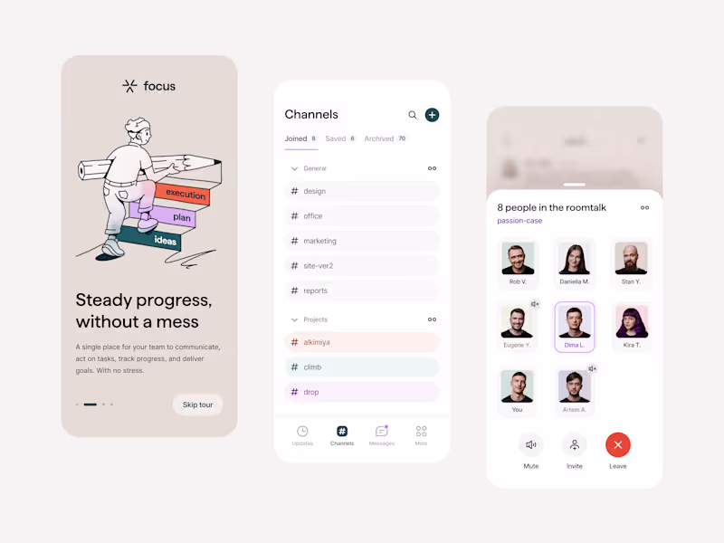 Cover image for Team collaboration: Mobile app interface,