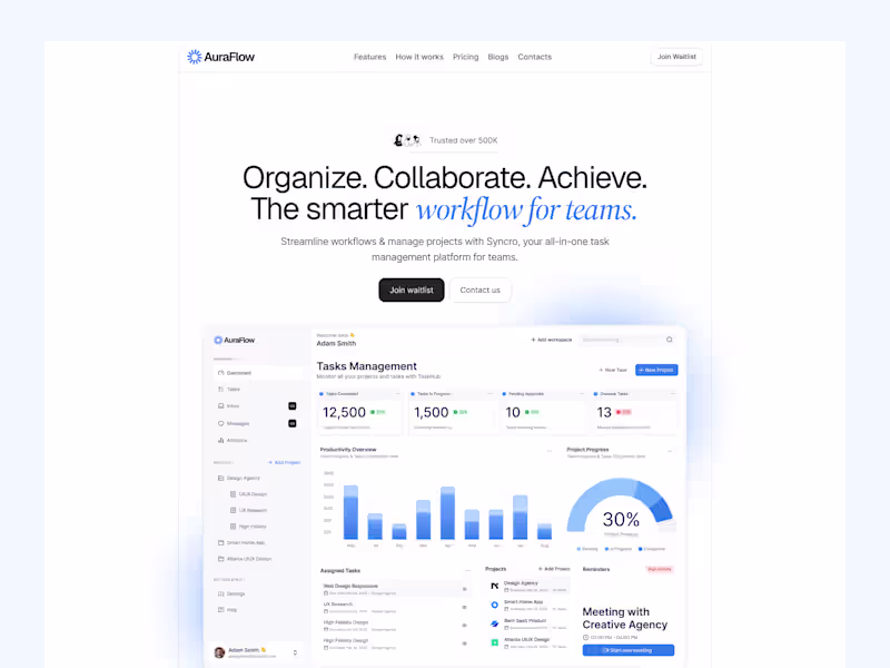 Cover image for AuraFlow — SaaS Task Management Template