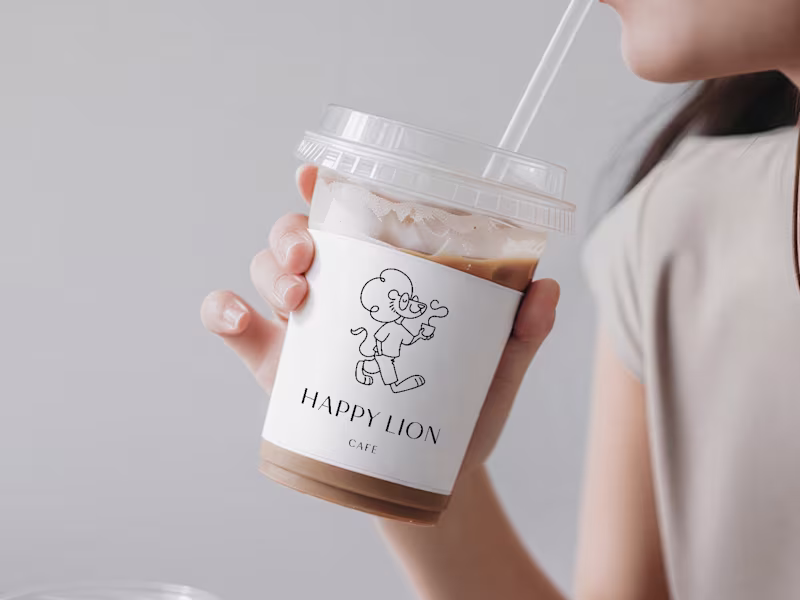 Cover image for Happy Lion Cafe, branding and illustrations