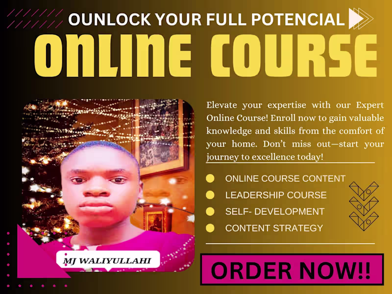 Cover image for I will develop online course content, for self and leaders 