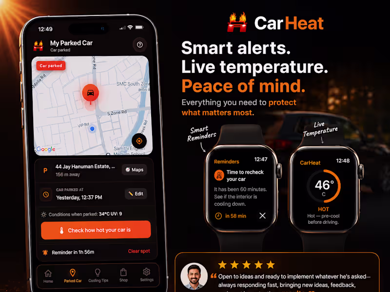 Cover image for CarHeat
Turns "it's hot outside" into