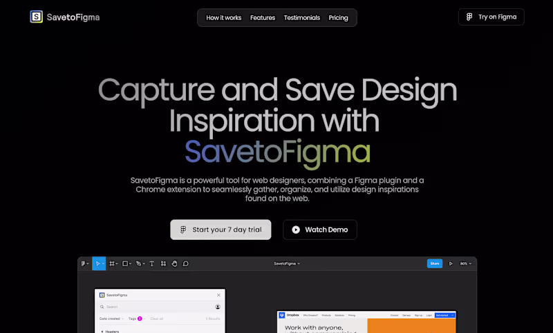 Cover image for SaveToFigma - Figma plugin to collect design inspiration