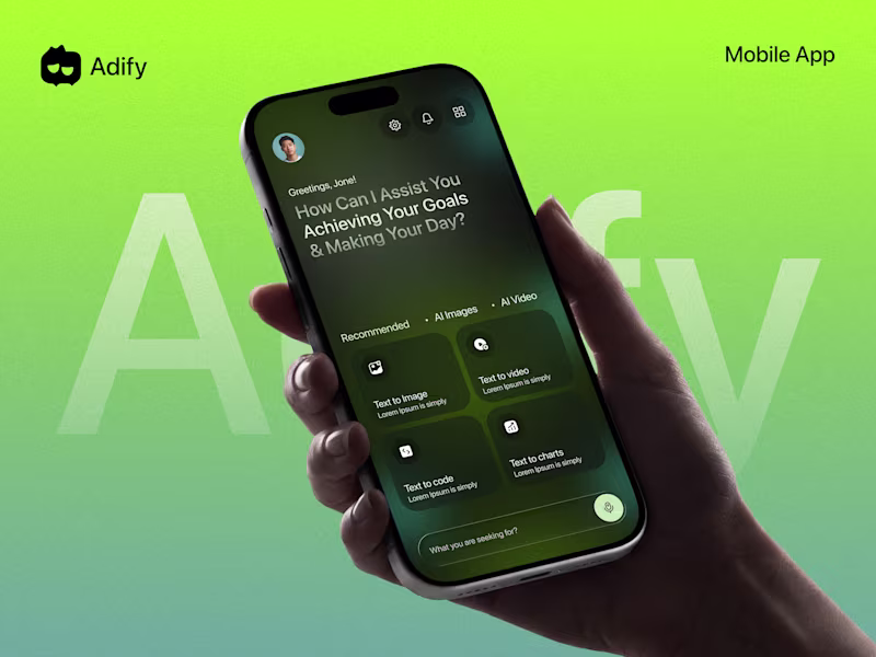Cover image for Adify – AI Chatbot Mobile App | UI/UX Design & Brand Identity