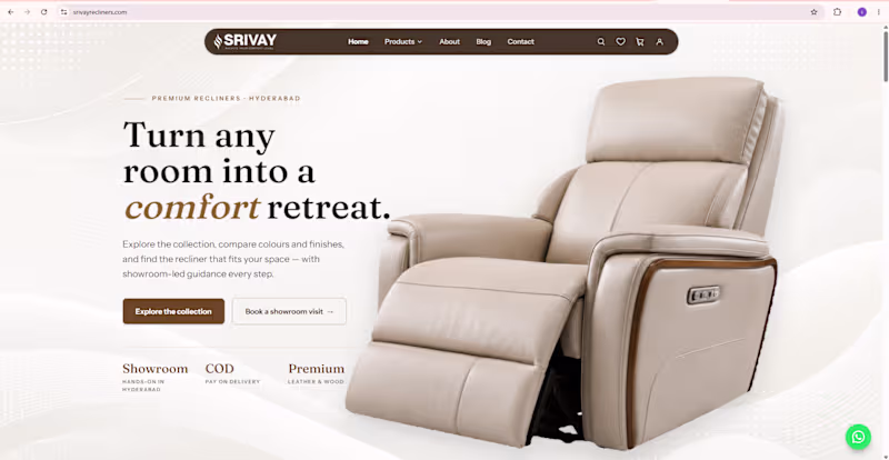 Cover image for Srivay Recliners: End-to-End E-commerce Platform