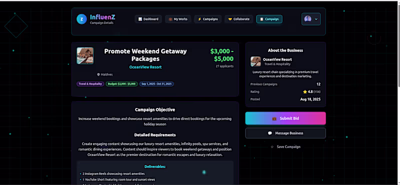 Cover image for InfluenZ — AI-Powered Influencer Collaboration