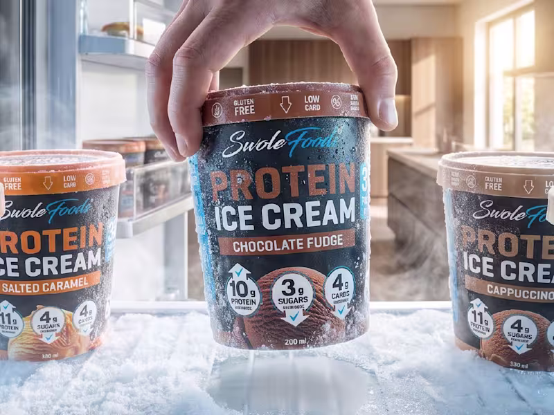 Cover image for SwoleFoods™ Protein Ice Cream | Packaging Design & CGI Campaign