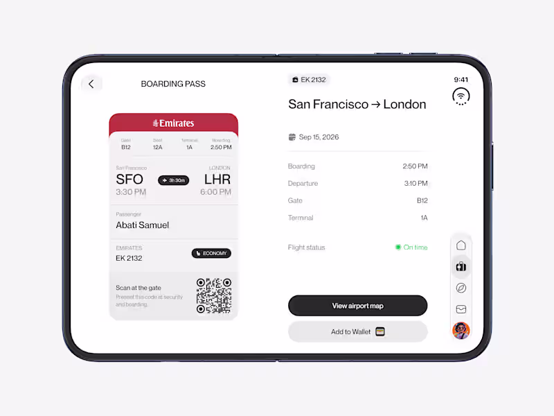 Cover image for Boarding pass interaction for the iPhone Duo i worked on.