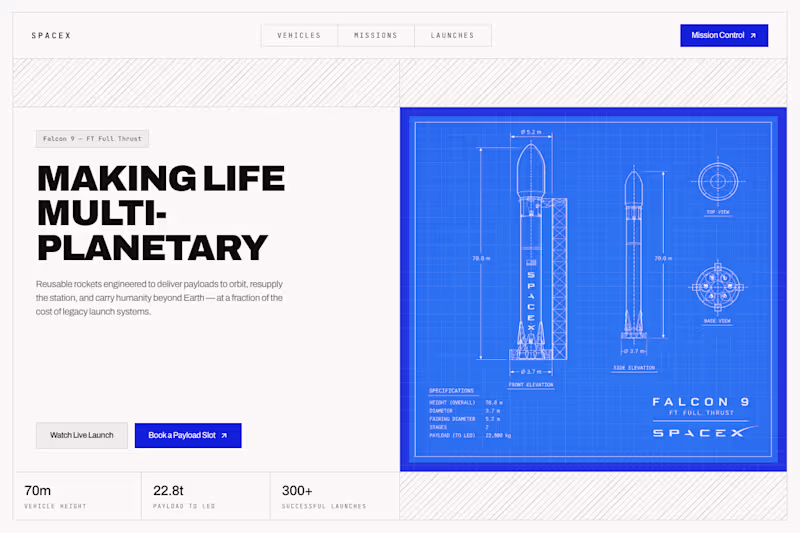 Cover image for Space X Landing Page Concept