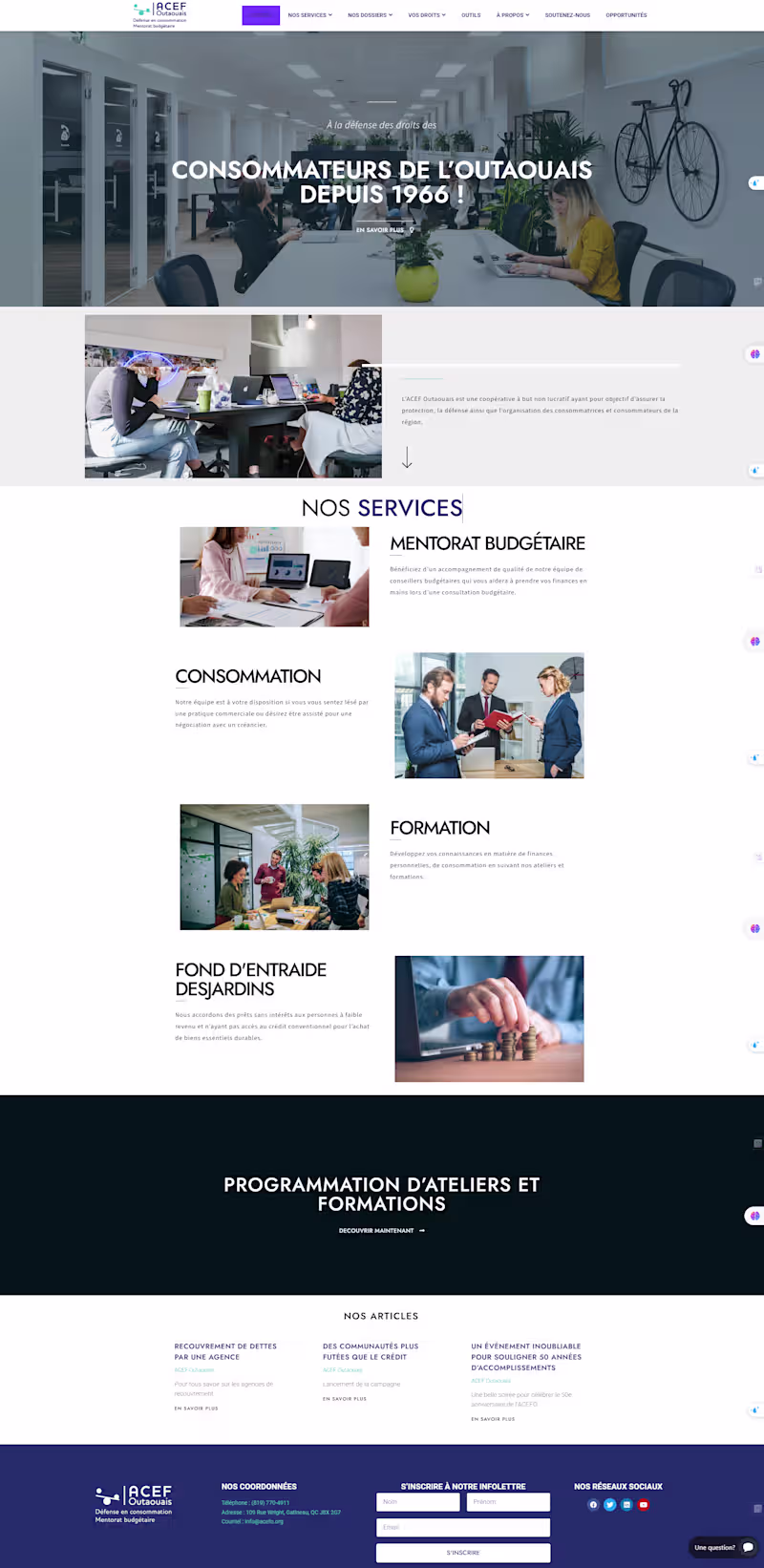 Cover image for Web redesign for ACEF Outaouais