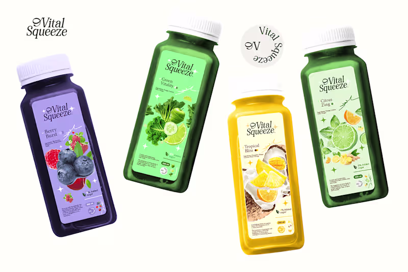 Cover image for Vital Squeeze Brand identity and packaging design :: Behance