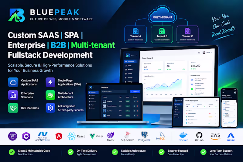 Cover image for Custom SAAS | SPA | Enterprise | B2B | Multi-tenant Developer
