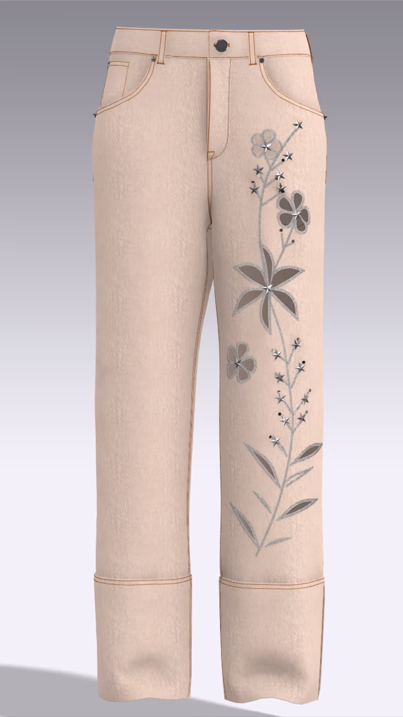 Cover image for Loose Straight Embroidery Stone Denim