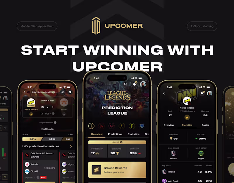 Cover image for Upcomer - E-sports gaming mobile & web app platform